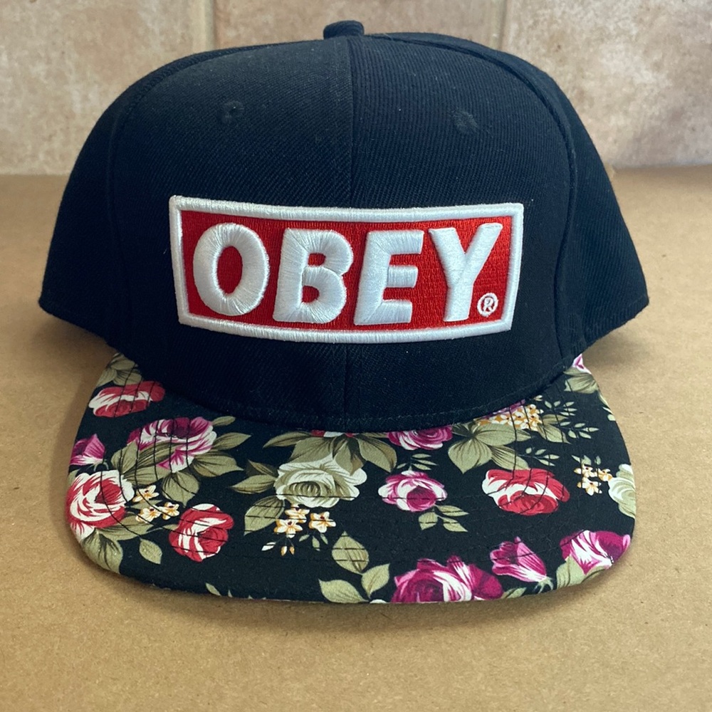 Obey Black Floral Hat